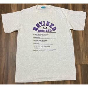 VTG 1992 Butthead Cool Togs "Retired but Rehired" USA graphic joke t-shirt L